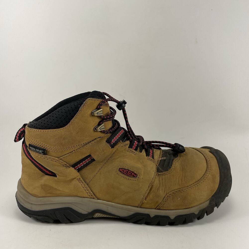 KEEN Targhee Mid Waterproof Hiking Boots Youth Size 6 Tan Brown Trail Shoes Kid